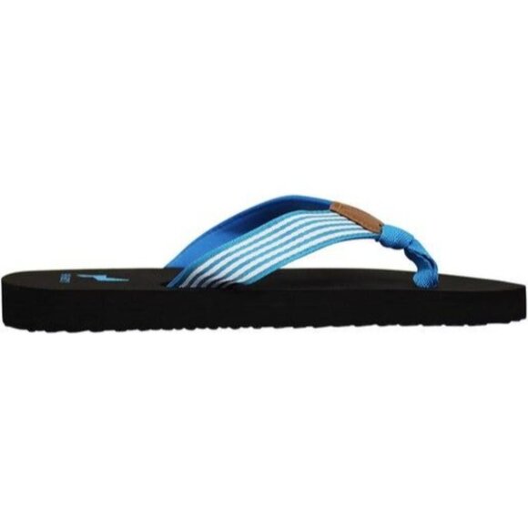 Norty Unisex Blue & Black Flip Flops With Striped Straps Size 10 Lightweight Sum - Picture 3 of 7
